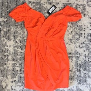 NWT NastyGal Puff Off Shoulder Wrap Front Mini